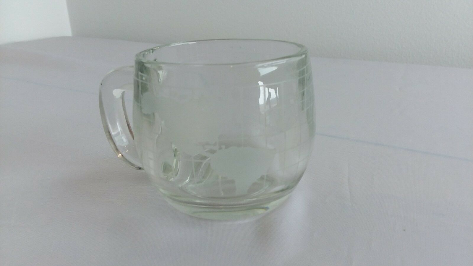 Nestle Nescafe Glass World Clear Etched Glass Mug Coffee Cup Vintage Collectible