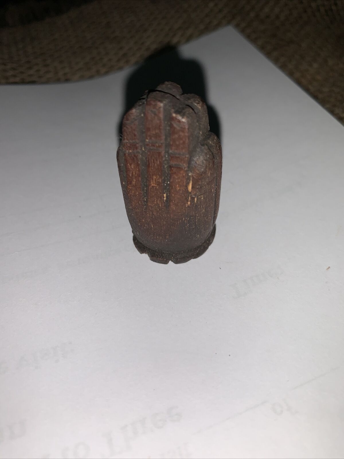 Vintage Hand Shaped Wood Thimble Carved.      1 1/2”