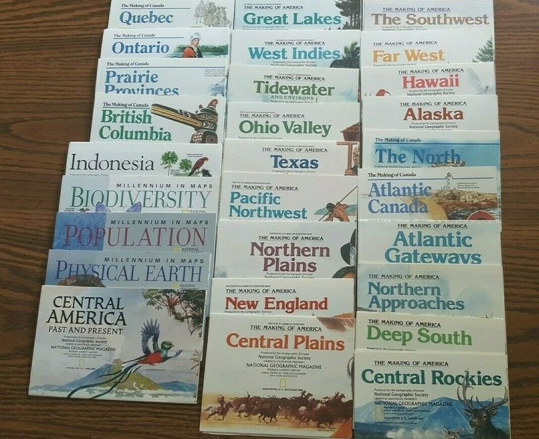 Huge Lot Of 144 National Geographic Magazine Maps - Ln Condition
