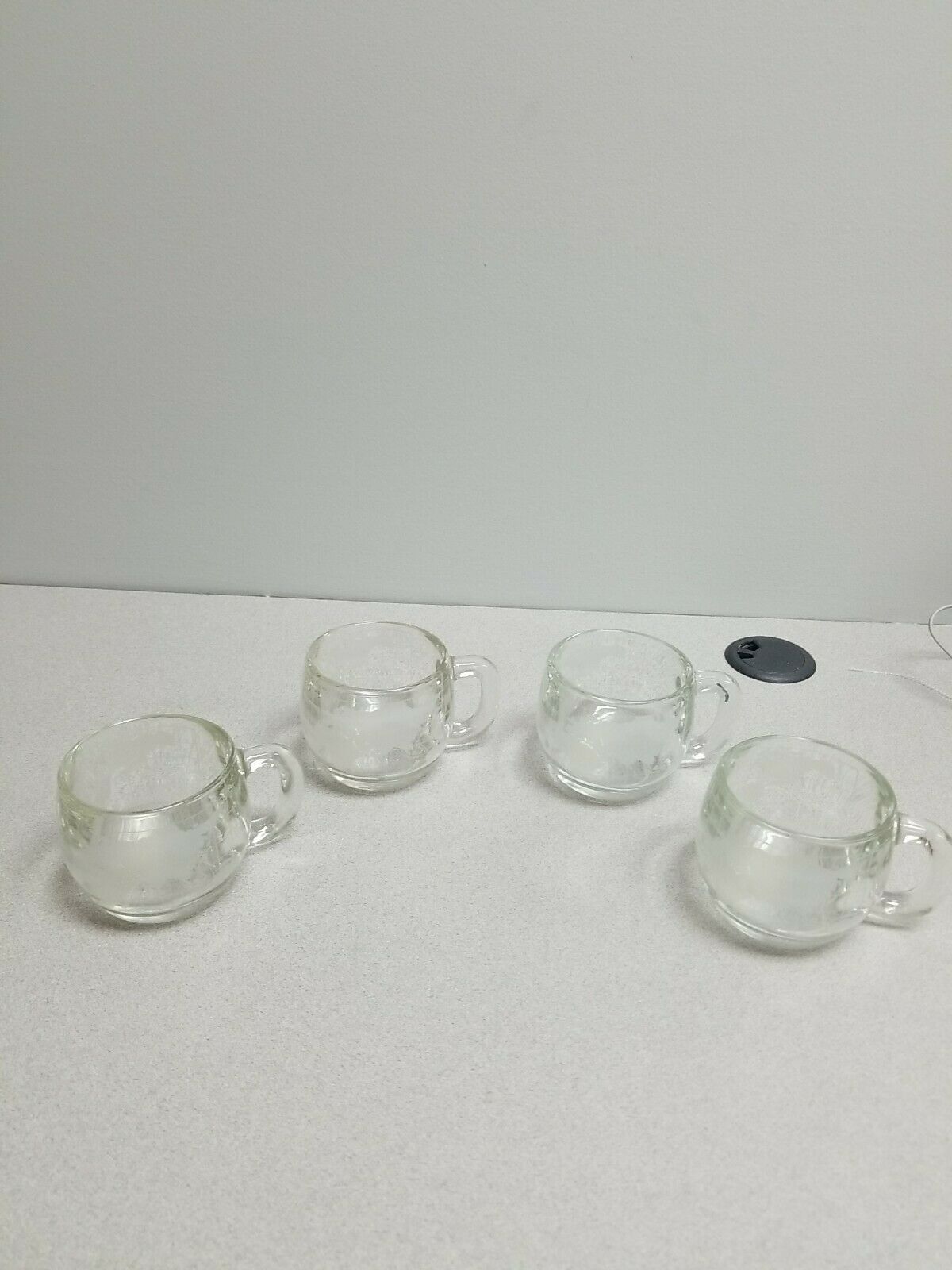 4  Nestle Nescafe Etched Clear Glass World Globe Coffee Mugs Cups