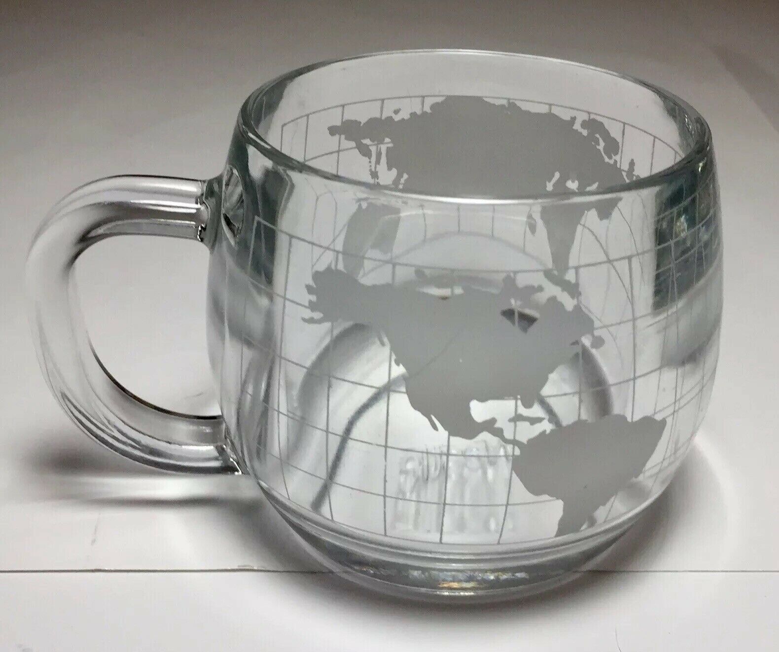 Vtg Nestle Coffee Mug Cup Clear Glass Globe World Cup Tea Mug Hot Cocoa 1970’s