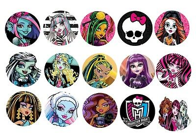 30 Precut 1" Monster High Bottle Cap Images For Hair Bow  Craft And Many More