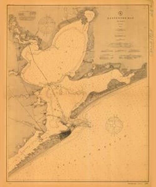 Historical Nautical Chart 204-08-1908: Tx, Galveston Bay Year 1908