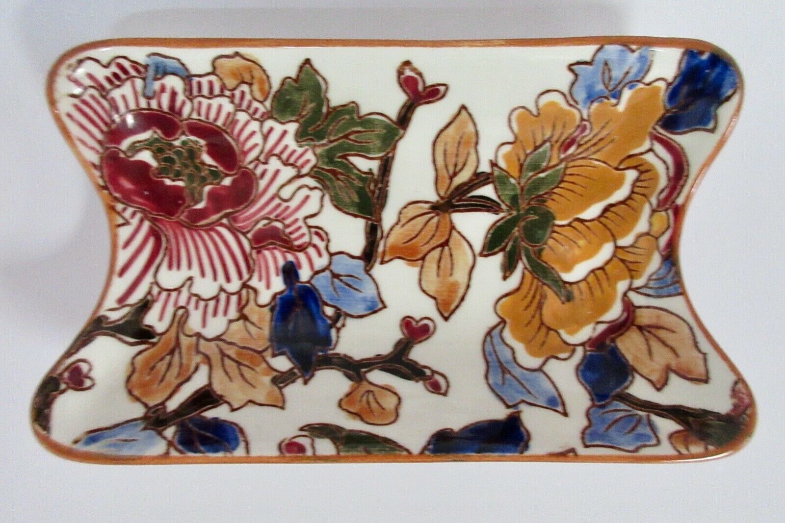 Gien French Faience Peonies Dish Mint Vintage Condition
