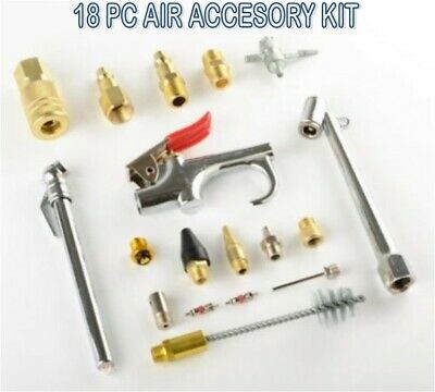 Air Accessory Kit 18pc Brass Compressor Hose Blow Gun Tool