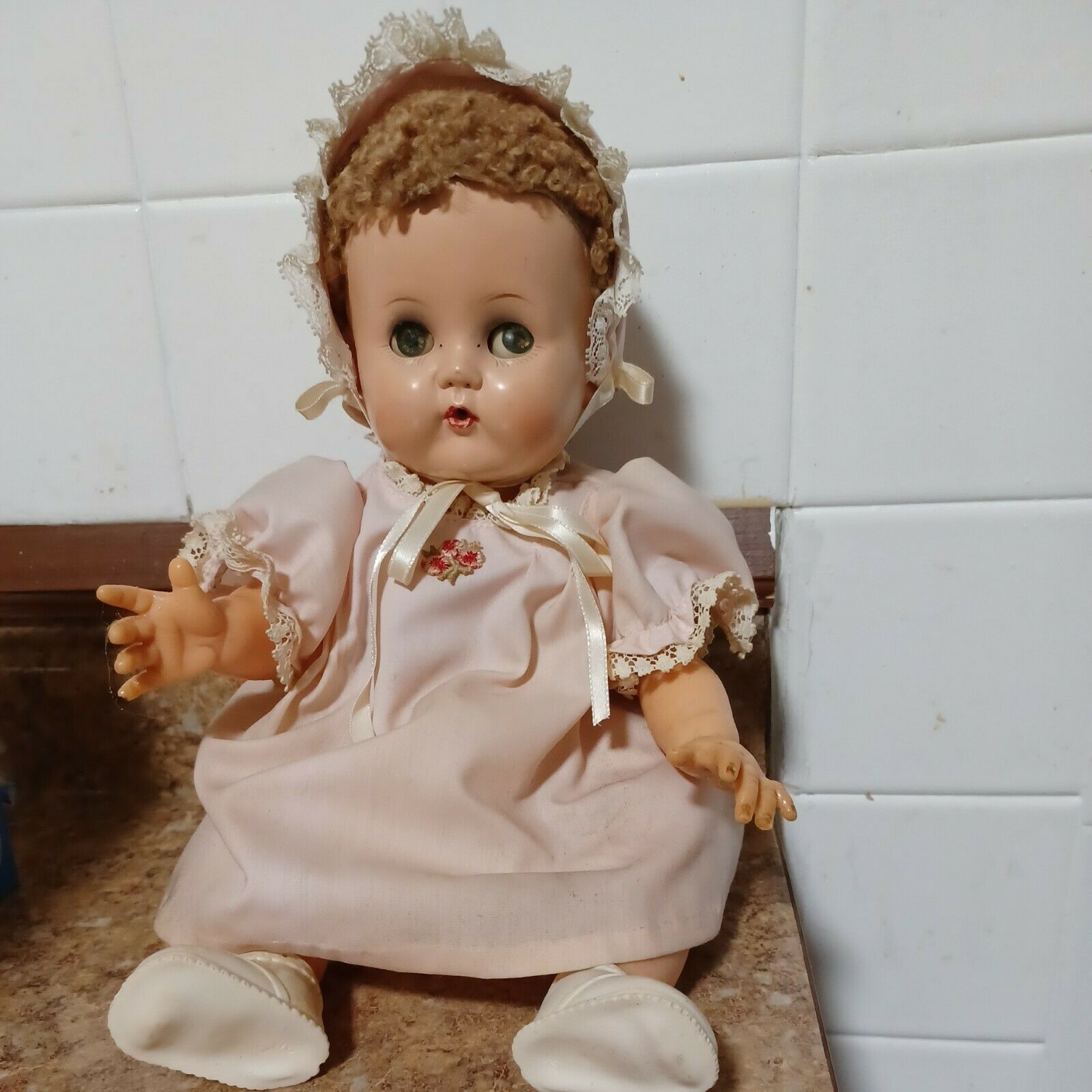 1950s Ideal Betsy Wetsy Doll / Tiny Tears With Caracul Wig With Tear Holes