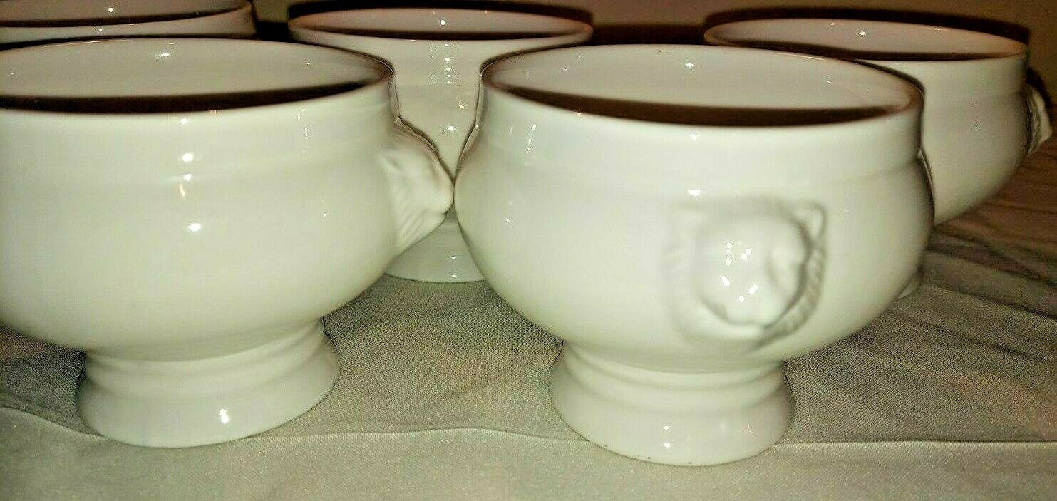 Fortessa Fortaluxe Set Of 5 White Lions Head Footed Soup Bowls