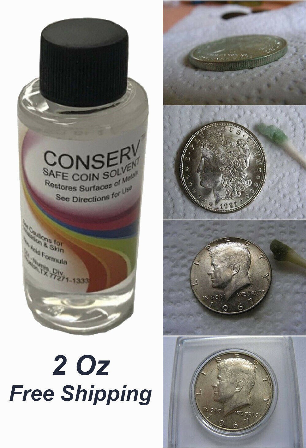 Conserv Safe Coin Cleaning Solvent Removes Impurities Residues Dirts Inks 2 Oz