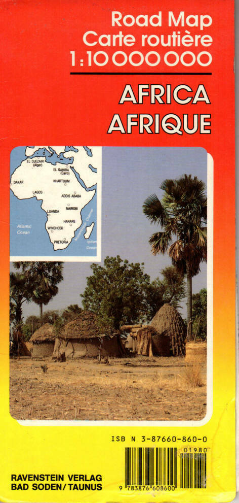 Africa Road Map 1:10,000,000 Ravenstein Roger Lascelles Cartography Projection