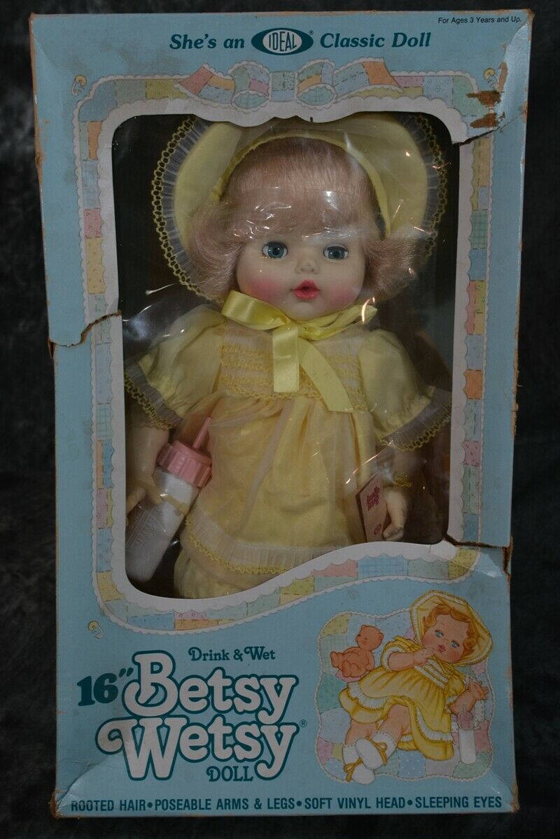 Vintage 1983 Ideal 16" Betsy Wetsy Doll Complete Nib  W/ Free Shipping