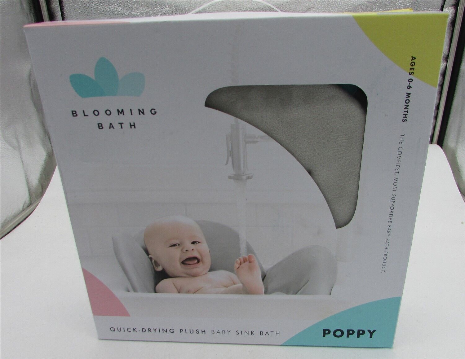 Blooming Bath Poppy Premium Plush Spa Baby Bathtub Seat For Sink 0-6 Months