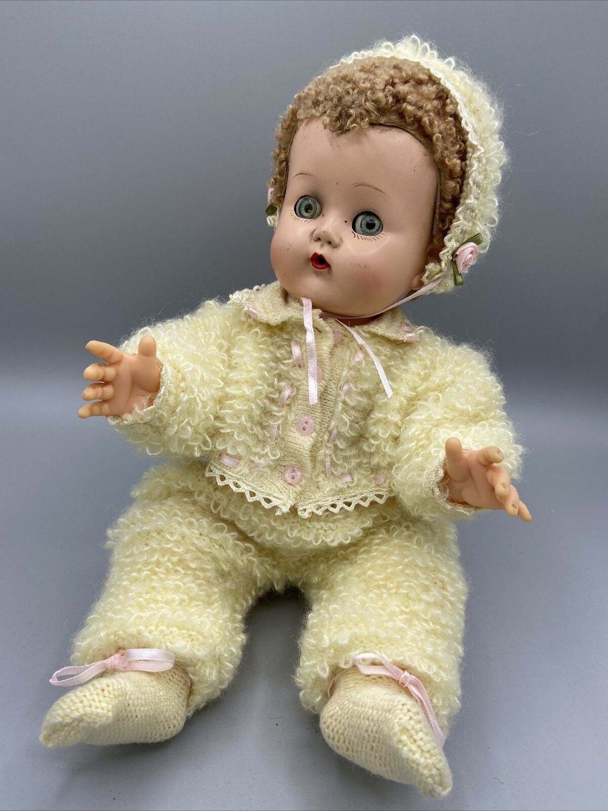 1950's Ideal 13" Betsy Wetsy, Caracul Wig, Hard Head, Rubber Body, Squeaker