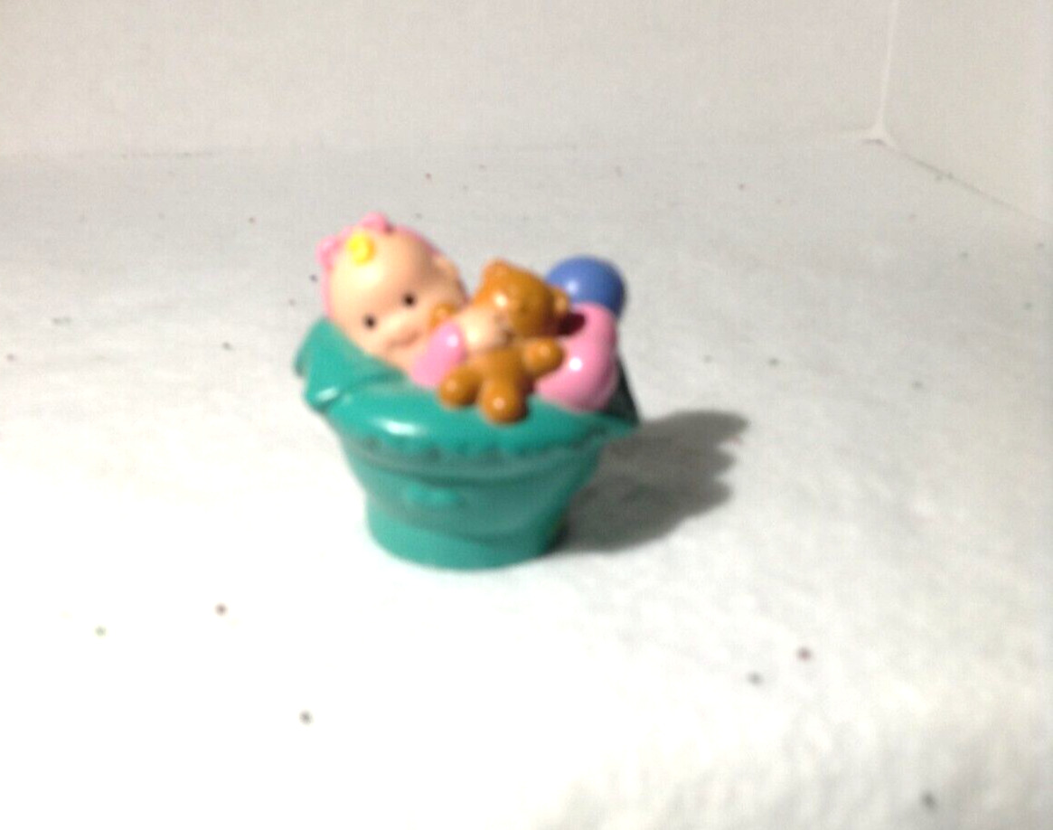 Fisher Price Little People Baby In A Basket With Bear And Ball
