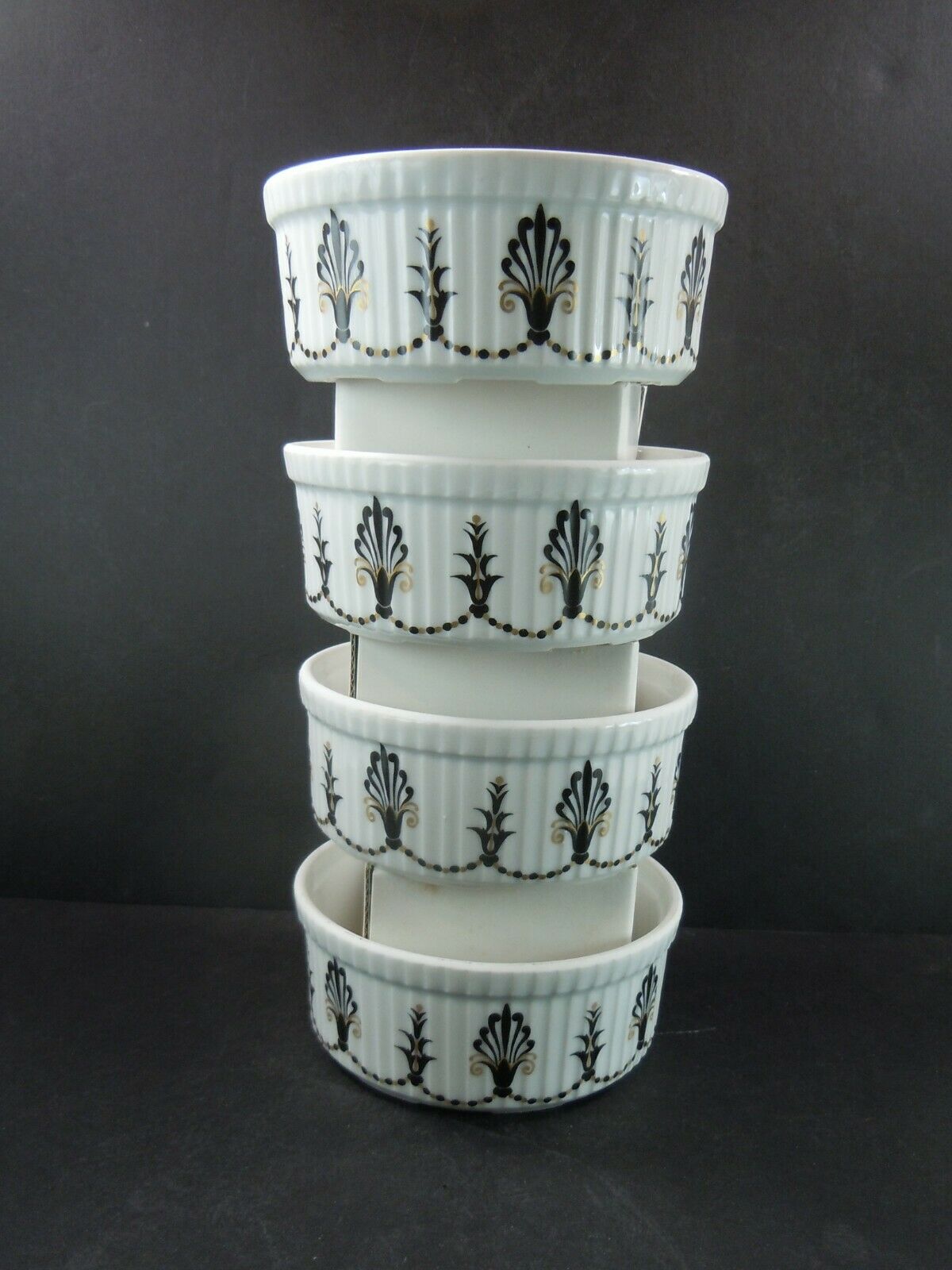 White Porcelain Ceramic Ramekins Individual Soufflé Dishes Made In France Mib