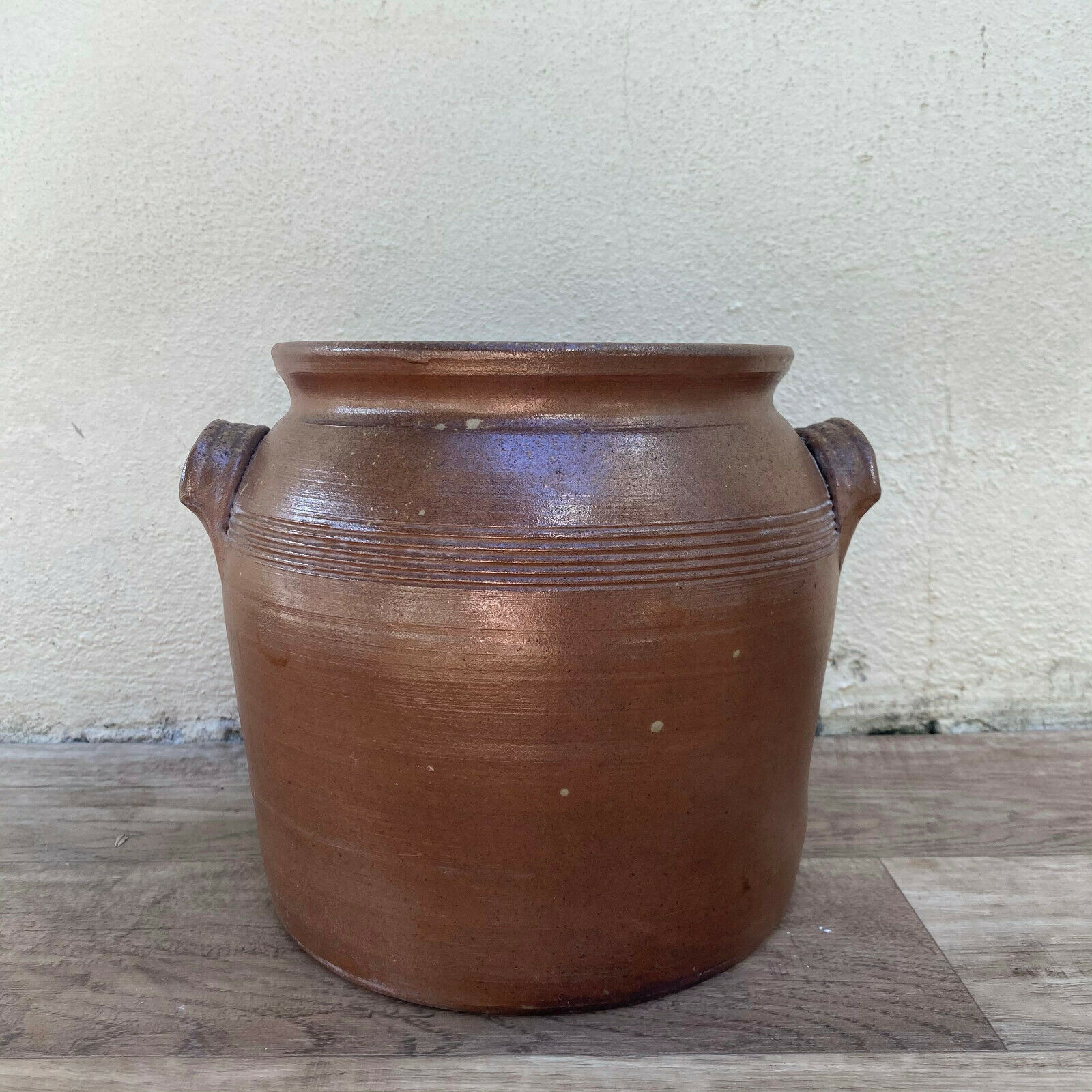 Handmade Glazed Brown Antique French Confit Pot Large Stoneware 7 1/2" 28082127