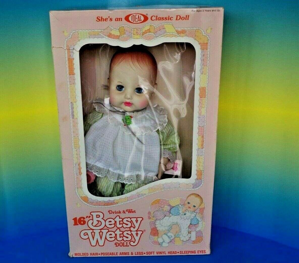 Vintage 1983 Ideal Betsy Wetsy Doll #14225- Drink And Wet Doll, 16” - New In Box