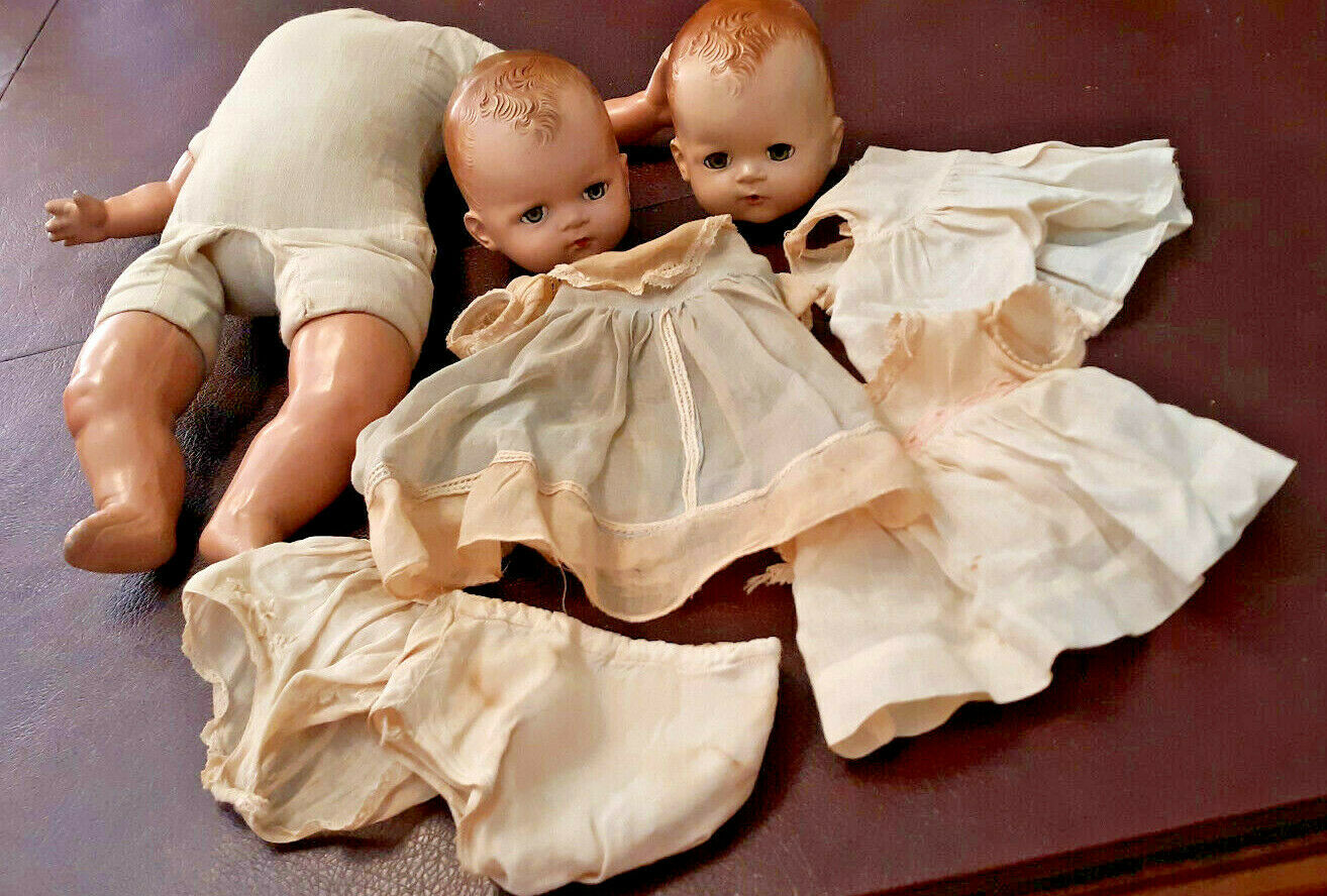 Ideal Baby Doll Parts Lot Plassie & Betsy Wetsy Heads, Body & Original Clothes