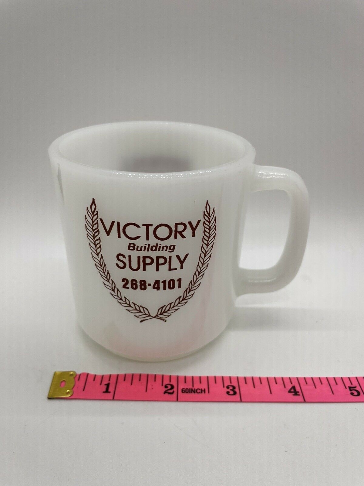 Victory Building Supply- Vintage Milk Glass Coffee Mug Cup -no Chips Cracks