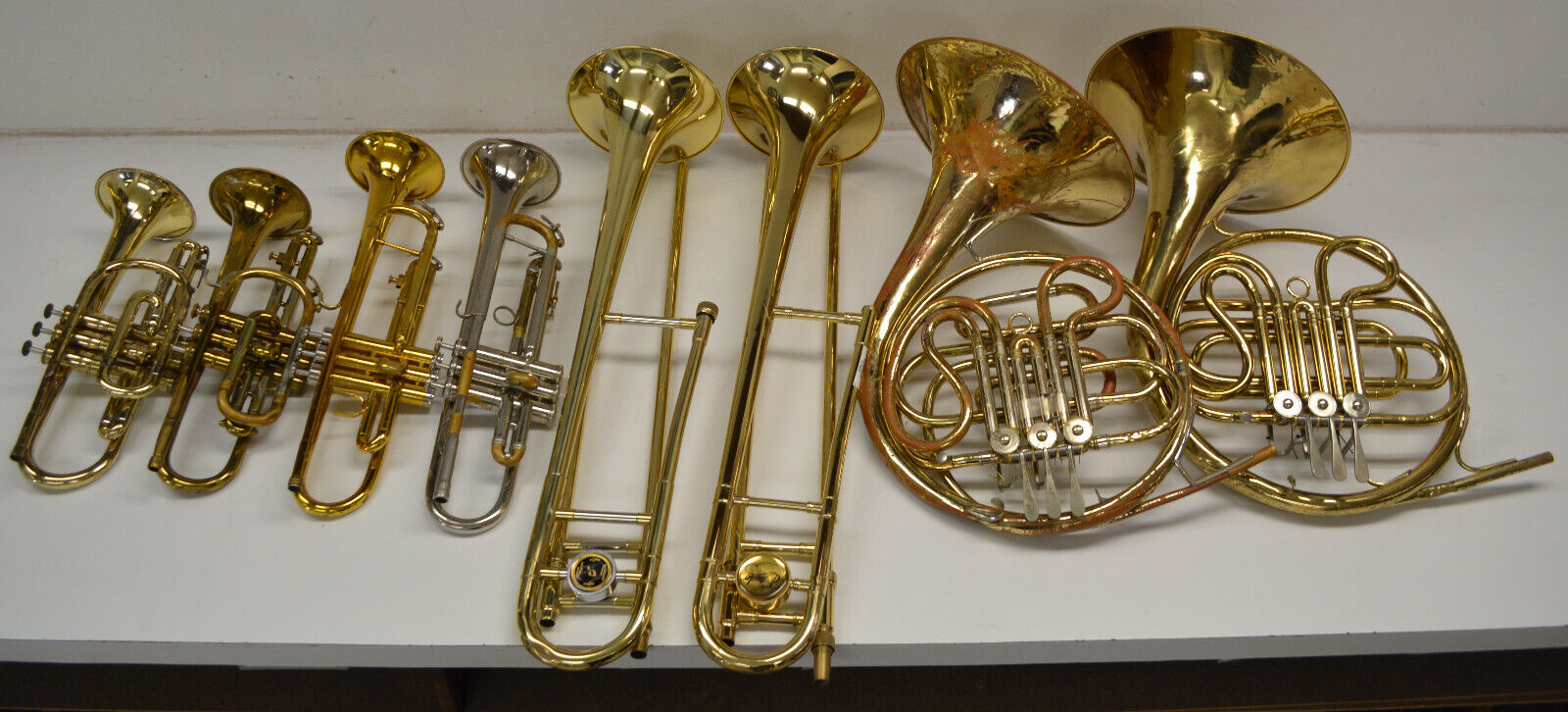 Set/lot 2 French Horns, 2 Trumpets, 2 Tenor Trombones, 2 Cornets (conn, Holton)