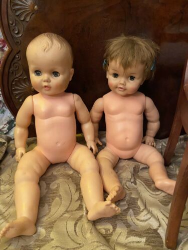 21” Vintage Ideal Betsy Wetsy & 23” Baby Doll Parts Or Restoration Lot 2 1960’s