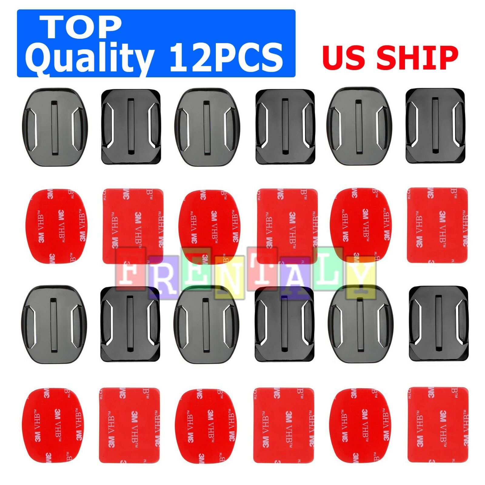 12x Helmet Front Mount Buckle & Stickers For Gopro Hero 6/5/4/3/2 3+plus Session