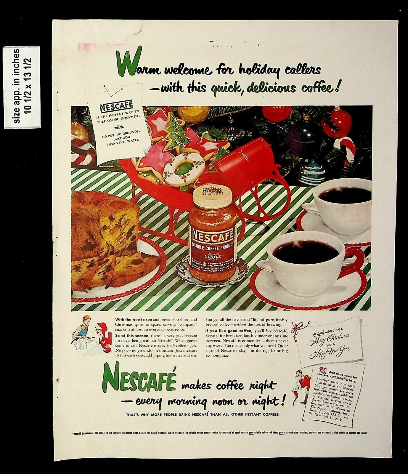 1949 Nescafe Soluble Coffee Product Vintage Print Ad 19002