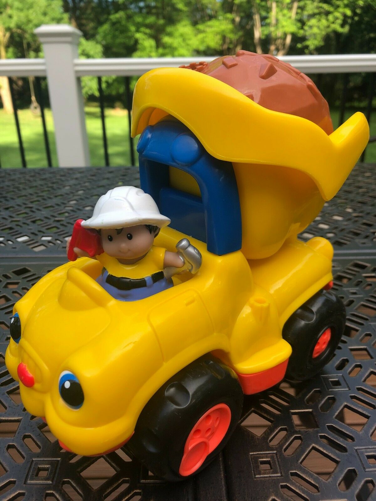 Fisher Price  Little Movers Dump Truck With Figure & Dirt Pile ~ 3 Pcs.