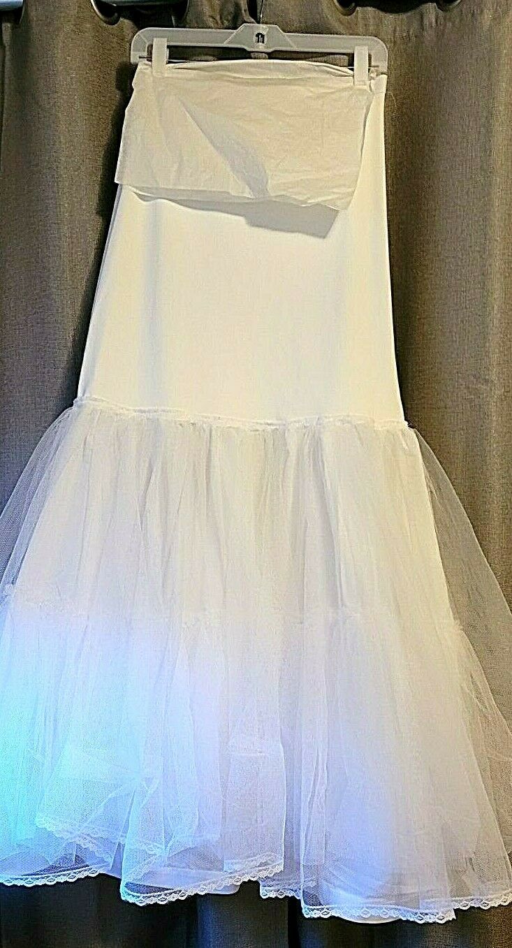 David's Bridal A Line Slip-white-sz M - 3 Layers Tulle & Lace-bride's-1 Use/xlnt