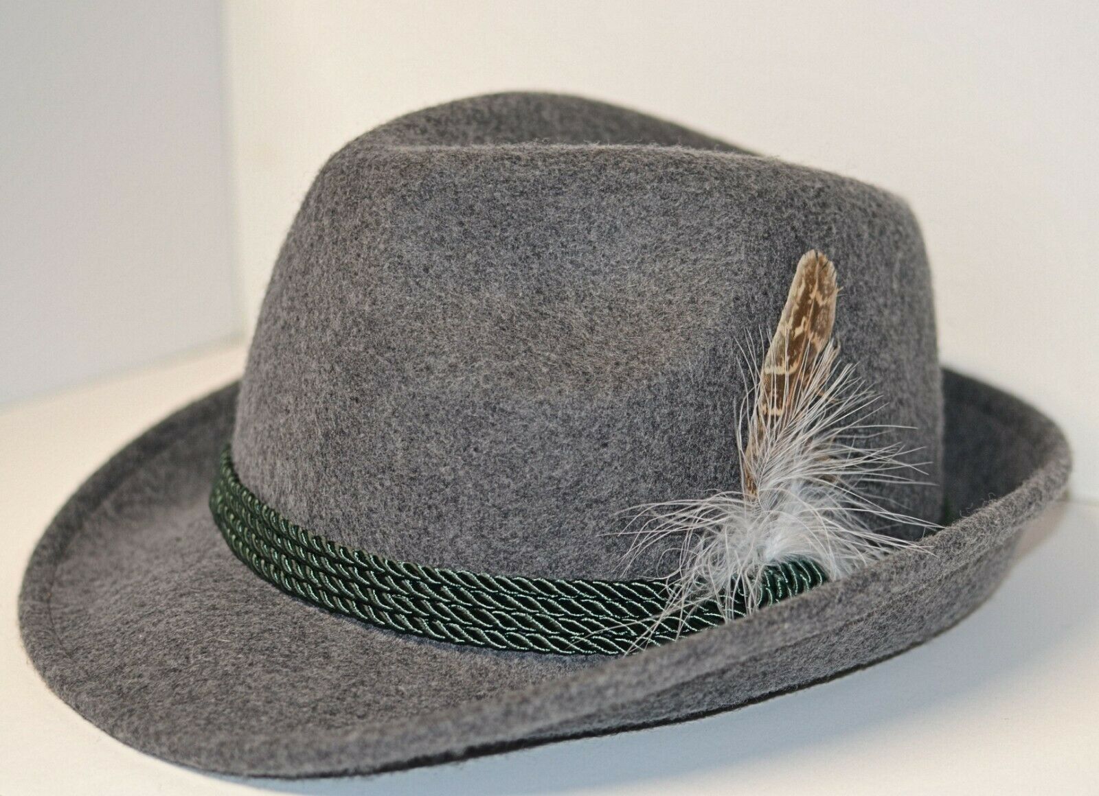 Traditional German Bavarian Oktoberfest Wool Gray Alpine Hat