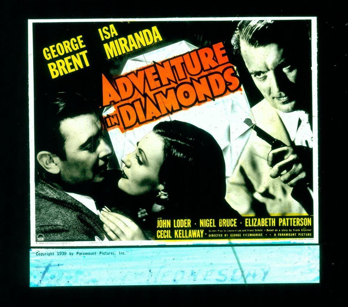 Adventure In Diamonds, 1940, Movie Glass Slide, George Brent, Isa Miranda